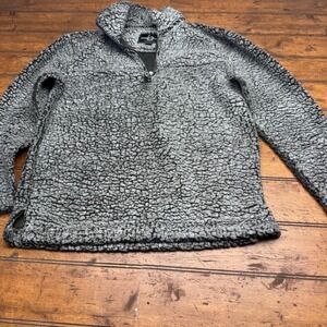 Boxercraft Gray Sherpa Fleece Quarter Zip Pullover Sweater Mens Small Charcoal